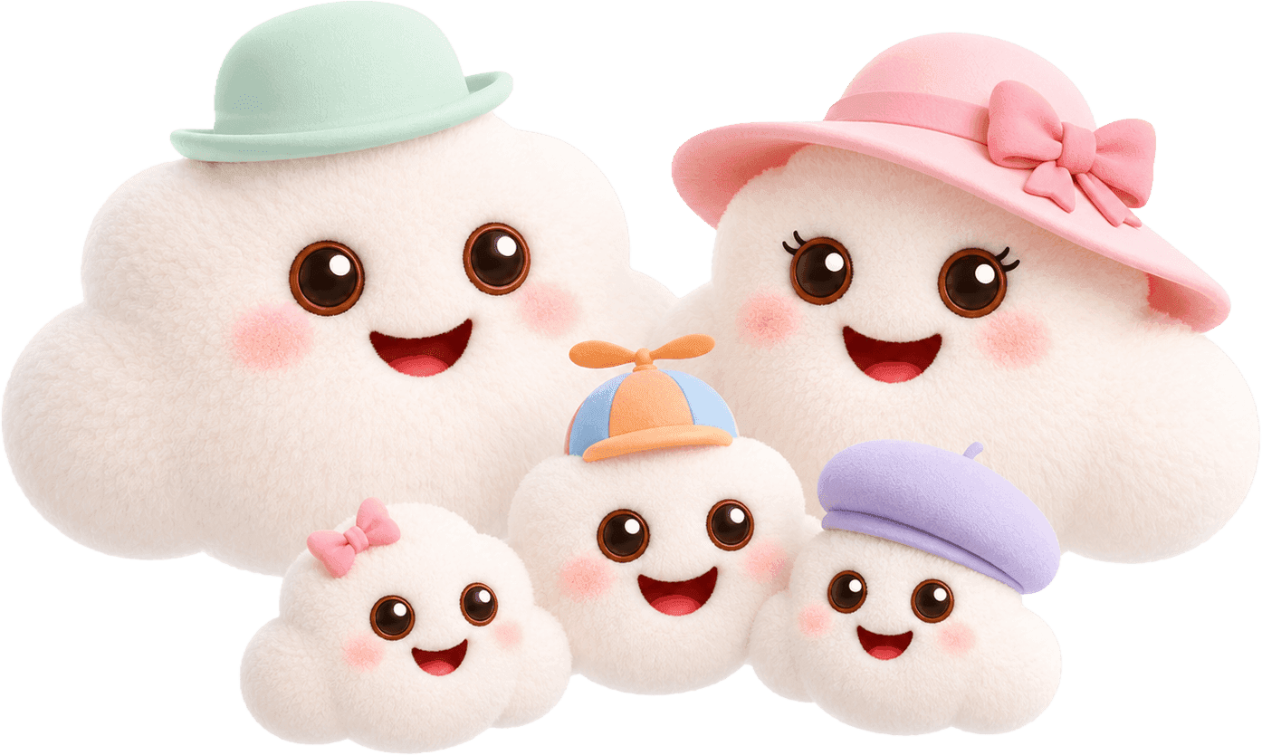 HeyLoLo cloud family mascots