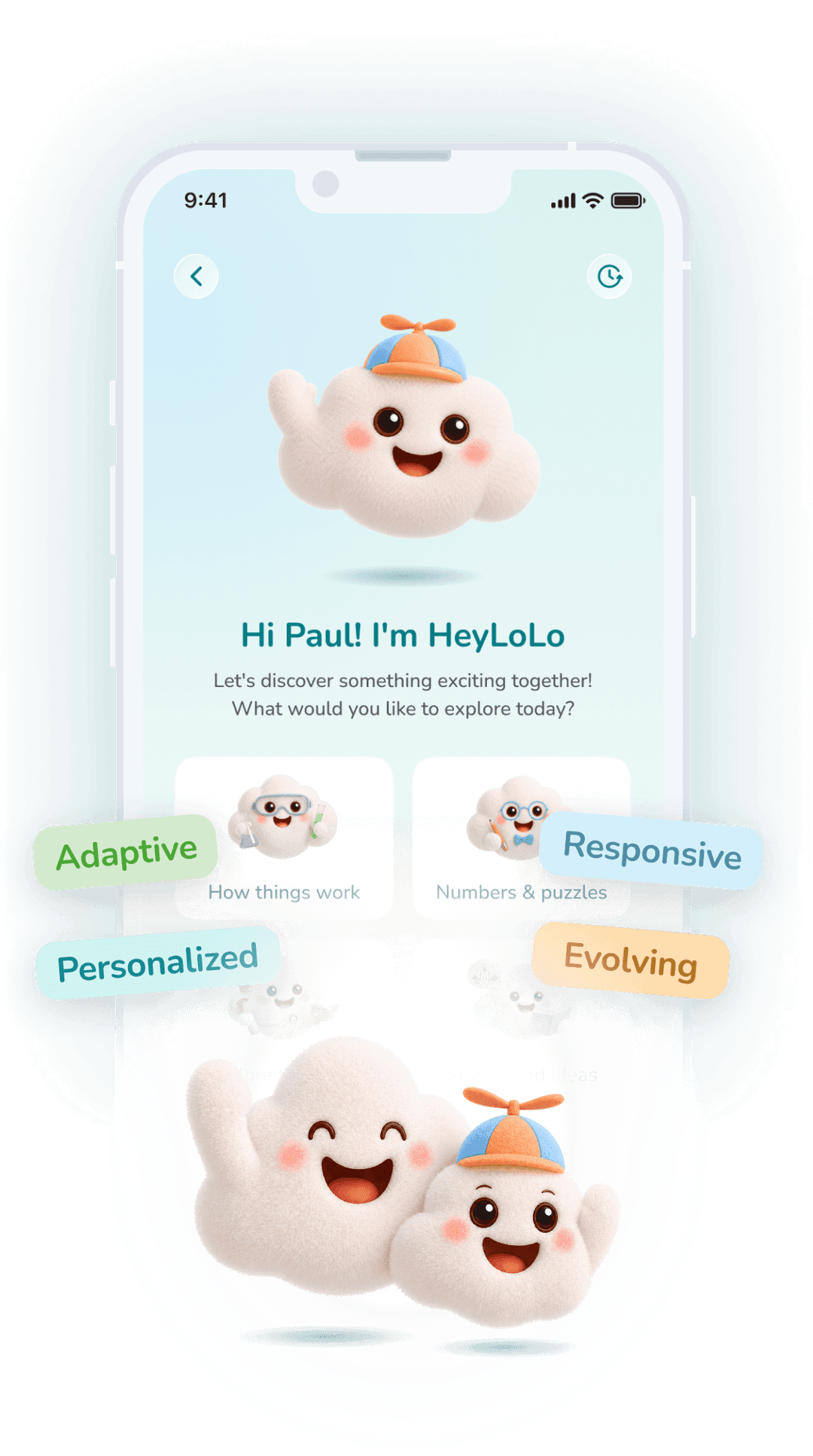 HeyLoLo Smart — AI chat screen for kids